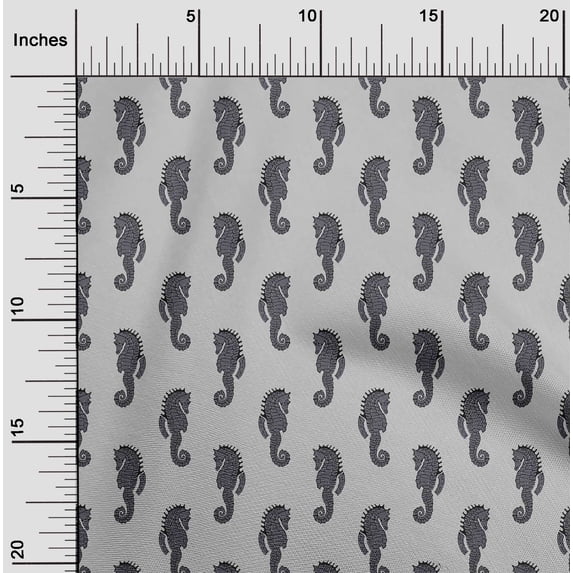 oneOone Organic Cotton Voile Fabric Sea Horse Block Decor Fabric Printed BTY 42 Inch Wide