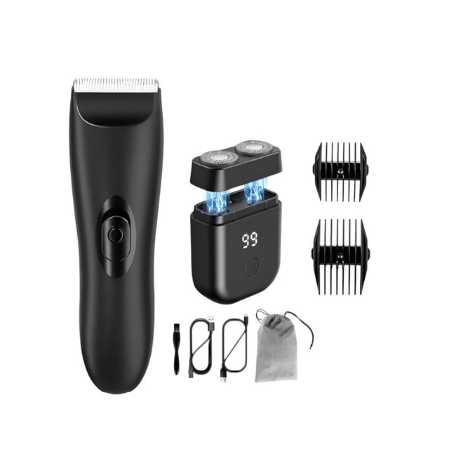 Rasuradora Xtellar Electrica Barba Corporal Afeitadora Recargable Maquina Para Afeitar Rastrillo Zona Intima Cuerpo Kit De Cortadora De Cabello Pelo Color Negro