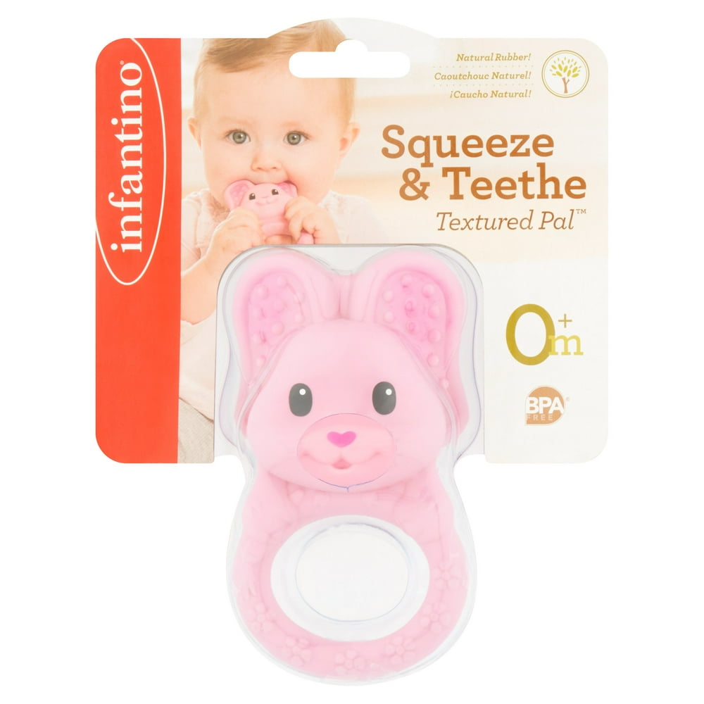 Infantino Textured Pal Squeeze & Teethe Bunny Teether 0+m