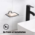 thumbnail image 3 of Jabonera de superficie lisa, diseño conciso con papel adhesivo invisible, sin perforaciones, de acero inoxidable a prueba de óxido para bañera, baño, ducha, fregadero de cocina, color negro, 3 of 5