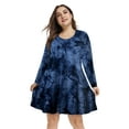 thumbnail image 3 of Plus Size Dresses for Women, VEPKUL Crew Neck T Shirt Dress Long Sleeve Casual Loose Swing Fall Dress Tie Dye with Pockets, 3 of 8