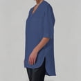 thumbnail image 4 of LEKWK Linen Tunic Tops for Women V-Neck Half Sleeve High Low Shirts Lightweight Breathable Casual Shirts with Pockets Fall Vacation Travel Outfits, 4 of 9