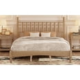 thumbnail image 4 of Euroco Wood Retro Style Queen Size Platform Bed with Slats for Living Room, Natural, 4 of 13