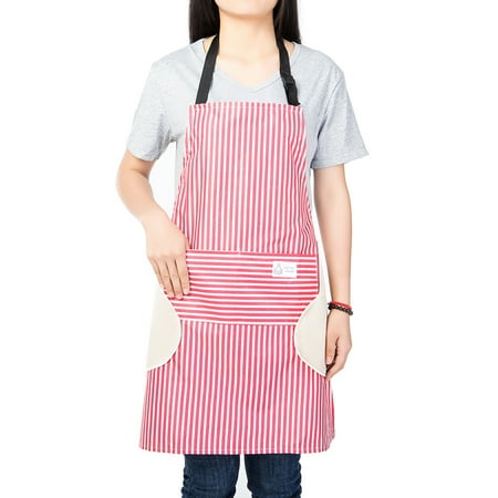 

SAYFUT 6 Piece Adjustable Neck Bib Aprons Chef Cooking Apron Big Pocket for Home Commercial Restaurant Kitchen Red