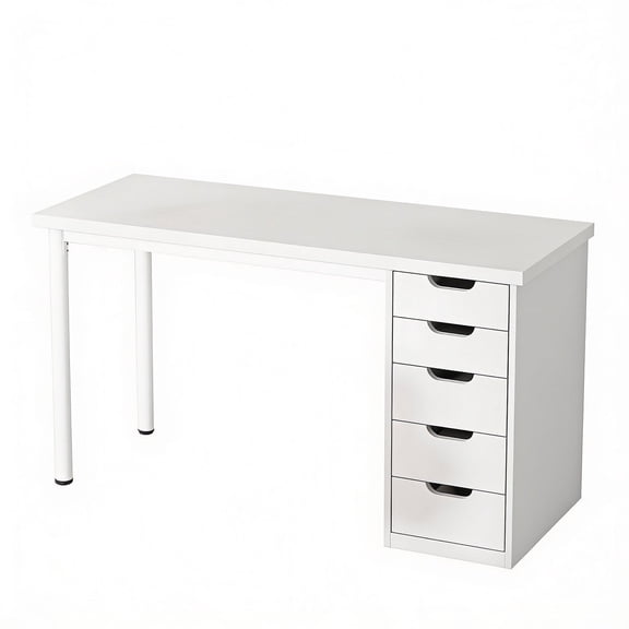 Tribesigns 47" Computer Desk with 5 Drawers, Modern Study Table Writing Desk