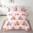 thumbnail image 2 of Feelyou Kawaii Capibara Animal Bedding Comforter Set 7 Pieces, Cute Ramen Axolotl Full Bedding Set, Romantic Love Heart Reversible Fitted Sheet Flat Sheet, Lightweight Room Decor, 2 of 7