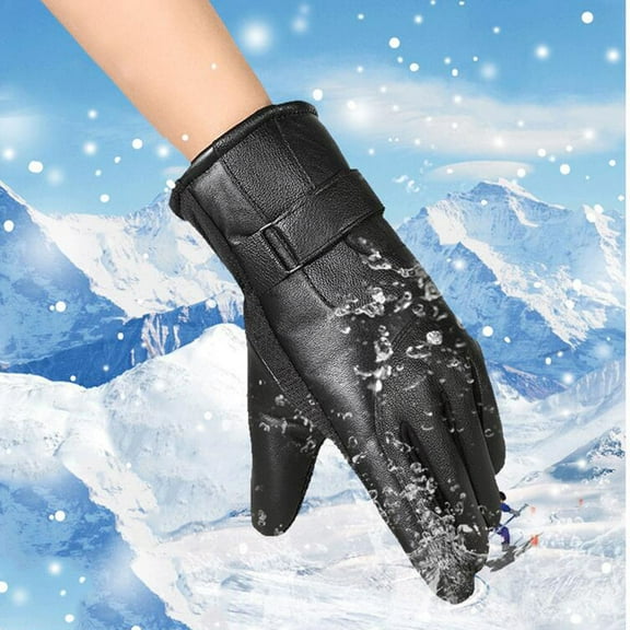 SEWCHICS 1 Pair Black Winter Sports Gloves with PU , Warm, Anti- for Outdoor Activities and Cold Weather