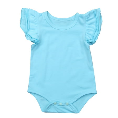 

Newborn Infant Baby Girls Solid Ruffle Sleeveless Bodysuit Romper Outfits