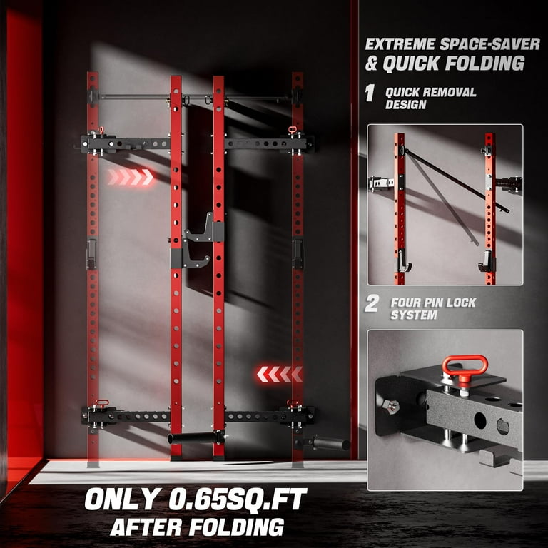 Fitness Reality Squat Rack Mikolo Folding Power Rack Cage,1000lbs