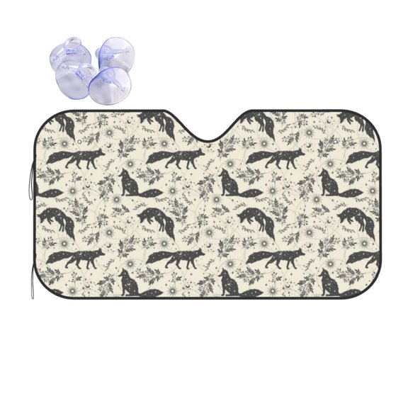 Fuzoiu Vintage Moon Fox Print Car Windshield Sun Shade,Block Uv Rays Sunshade,Foldable Front Window Sun Visor Protector for Car,SUV,Truck-Keep Vehicle Cool-Vintage Moon Fox