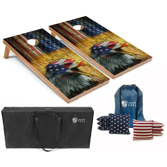Tailgating Pros Cornhole Boards - 4'x2' Cornhole Game w/Carrying Case & Set of 8 Corn Hole Bean Bags w/Tote