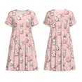 thumbnail image 3 of Bixox Robe d'Été à Manches Courtes pour Femmes Robe Ample Longueur Genou avec Poches-Lapin de Pâques, 3 of 7