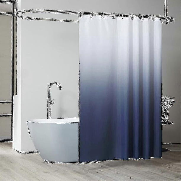 Cortina de ducha de 200 x 200 cm con 12 ganchos, extra ancha, con peso, resistente al moho, azul oscuro, impermeable, cortina de ducha grande, tejido de poliéster s202412