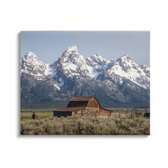 Stupell Industries Cabin & Snowy Peaks Landscape Photography Gallery Wrapped Canvas Art Print Wall Art, 20 x 16