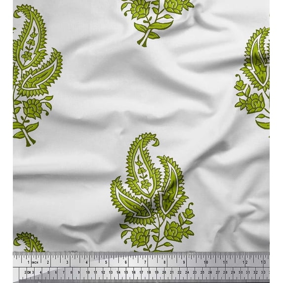 Soimoi Georgette Viscose Fabric Floral & Paisley Block Decor Fabric Printed Yard 42 Inch Wide