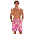 thumbnail image 5 of KIHOUT Men's Tropical Seahorse Print 2-in-1 Swim Trunks - 95% Polyester 5% Spandex, Drawstring Elastic Waist, Lined with Pockets for Beach, Pool and Summer Casual Wear, 5 of 9
