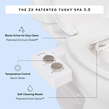 TUSHY Spa Self-Cleaning Warm Water Bidet Attachment, Adjustable Nozzle Angle, Pressure Control, Easy DIY Home Install, Requires Sink Access for Temperature Control, Gunmetal