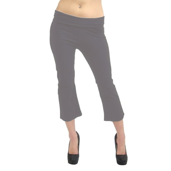 Vivian's Fashions Yoga Pants - Capri, Junior Size (Grey, 2X)