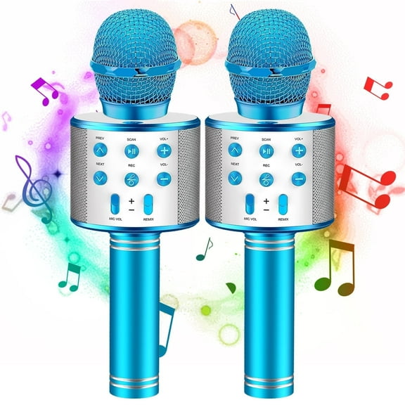 Wireless Bluetooth Karaoke Microphone, 4 in 1 Handheld Mic Speaker Machine Kid Adult Fit for Android/iPhone/iPad/PC, Gift for 3 4 5 6 7 8 Years Old Boy Girl