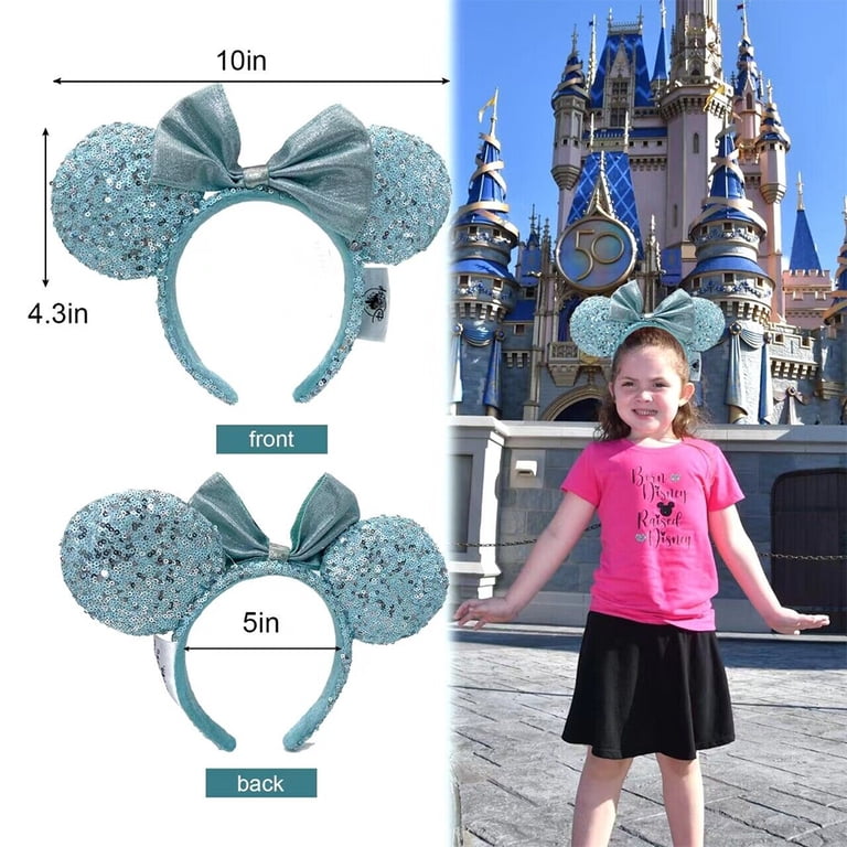 Fashion Bow Arendelle Aqua Sequin Headband Girls Minnie Ears  display picture 3