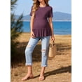 thumbnail image 5 of Weardear 3 Pack Maternity Shirts Short Sleeve Peplum Pregnancy Tunic Top Double Pleated Casual Babydoll Blouse for Women, 5 of 6