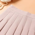 thumbnail image 4 of Womens Students High Waist Solid Color Pleated A Line Short Skirt Tennis School Uniform Flared Skirts with Lining Shorts, 4 of 9