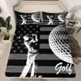 thumbnail image 2 of Homewish Golf Sport Player Bed Sheets for Teen, Grey Stripes Stars Flag King Sheets, Modern Ball Game Sheet Set, Ultra Soft Bedroom Decor, 4pcs, 2 of 7