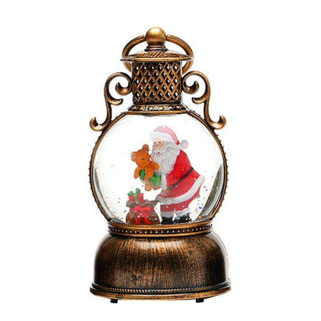 Bolas de nieve navideñas musicales, caja de música navideña, decoración navideña, lámpara de farol navideña fácil de colgar, decoración para el hogar Papá Noel
