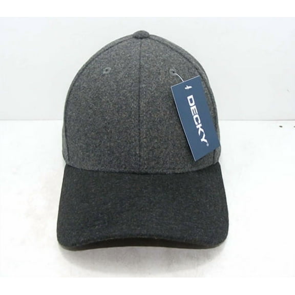 Decky 236 6 Panel Low Profile Structured Melton Cap-Charcoal/Black