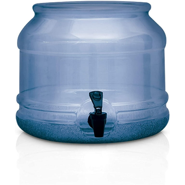 Set of 2 - BPA FREE Water Dispenser Base with Spigot & 5 Gallon Water Jug  Set - Transparent Blue - For Countertops or Stands - 2 Complete Sets