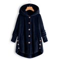thumbnail image 7 of Plus Size Coat Plus Size Womens Coats Plus Size Coats Fuzzy Fleece Jacket for Women Lightweight Cozy Button Hooded Shirts Womens Winter Coats Causal Plus Size Bed Jackets, Dark Blue-M, 7 of 7