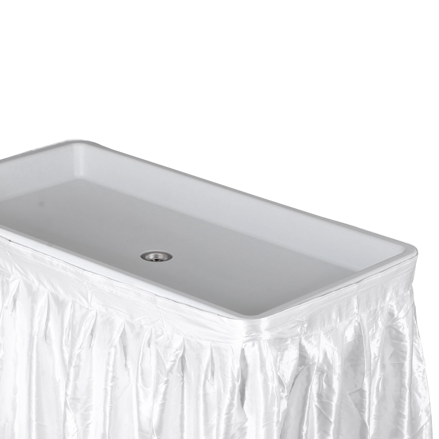 ZENSTYLE Foldable Ice Table Metal Frame Portable Ice Table with 5L Cooler Bucket and Matching Skirt White