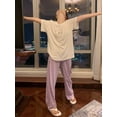 thumbnail image 3 of Pijama de manga corta con estampado de cara sonriente para mujer, camiseta y pantalones largos, ropa de estar por casa informal, estilo coreano, Ins, 2024, 3 of 5