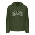 thumbnail image 4 of Women's Fuzzy Fleece MAMA Printed Hoodies Drawstring Hooded Long Sleeve Casual Sweatshirts Fashion Oversized Tops (L, Army Green), 4 of 4