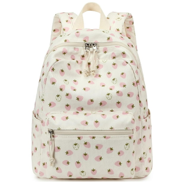 Mochila Bluboon Mini de 33 cm para niñas, pana, fresa