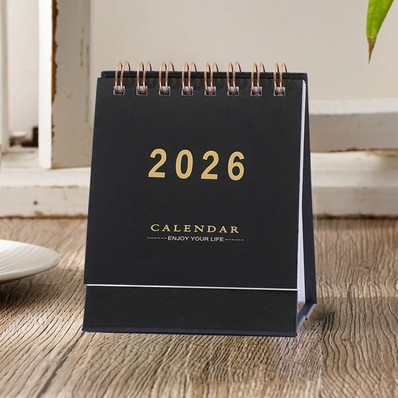 Calendario de escritorio pequeño en inglés de color sólido 2026