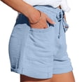 thumbnail image 2 of Women'S High Waist Tie Front Loose Wide Leg Shorts with Pockets Casual Summer Light Blue M, 2 of 8