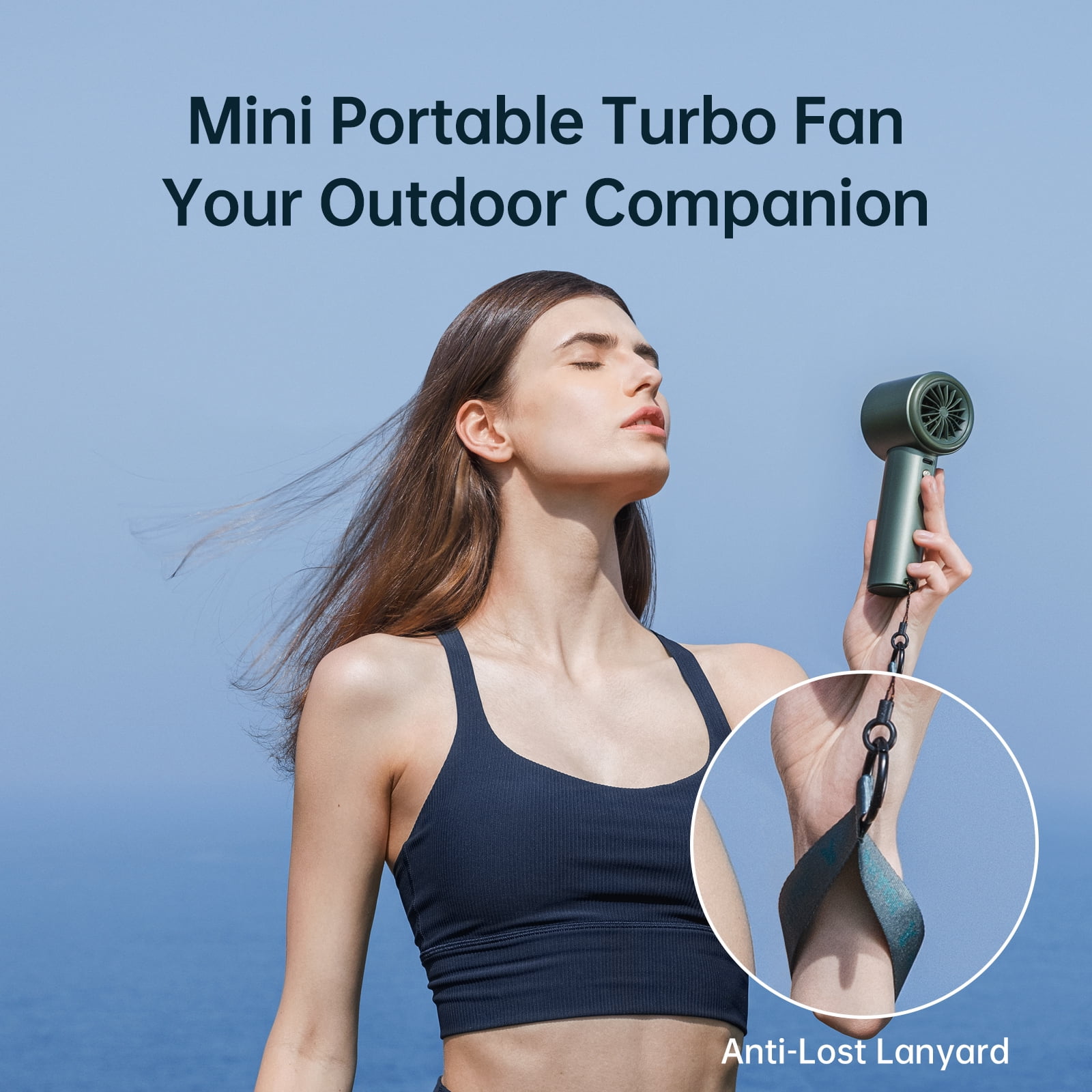 JISULIFE Portable Handheld Fan, Turbo Power High Speed Air [12Hrs Cooling], 100 Speeds, 3600mAh USB Rechargeable Mini Personal Fan, Digital Display, Gift for Travel/Outdoor -Green