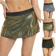 thumbnail image 2 of PUMISAS Summer Skirts For Women High Waisted Solid Color Sequins Elastic Waist Skirts Casual A-Line Mini Skirts, 2 of 5