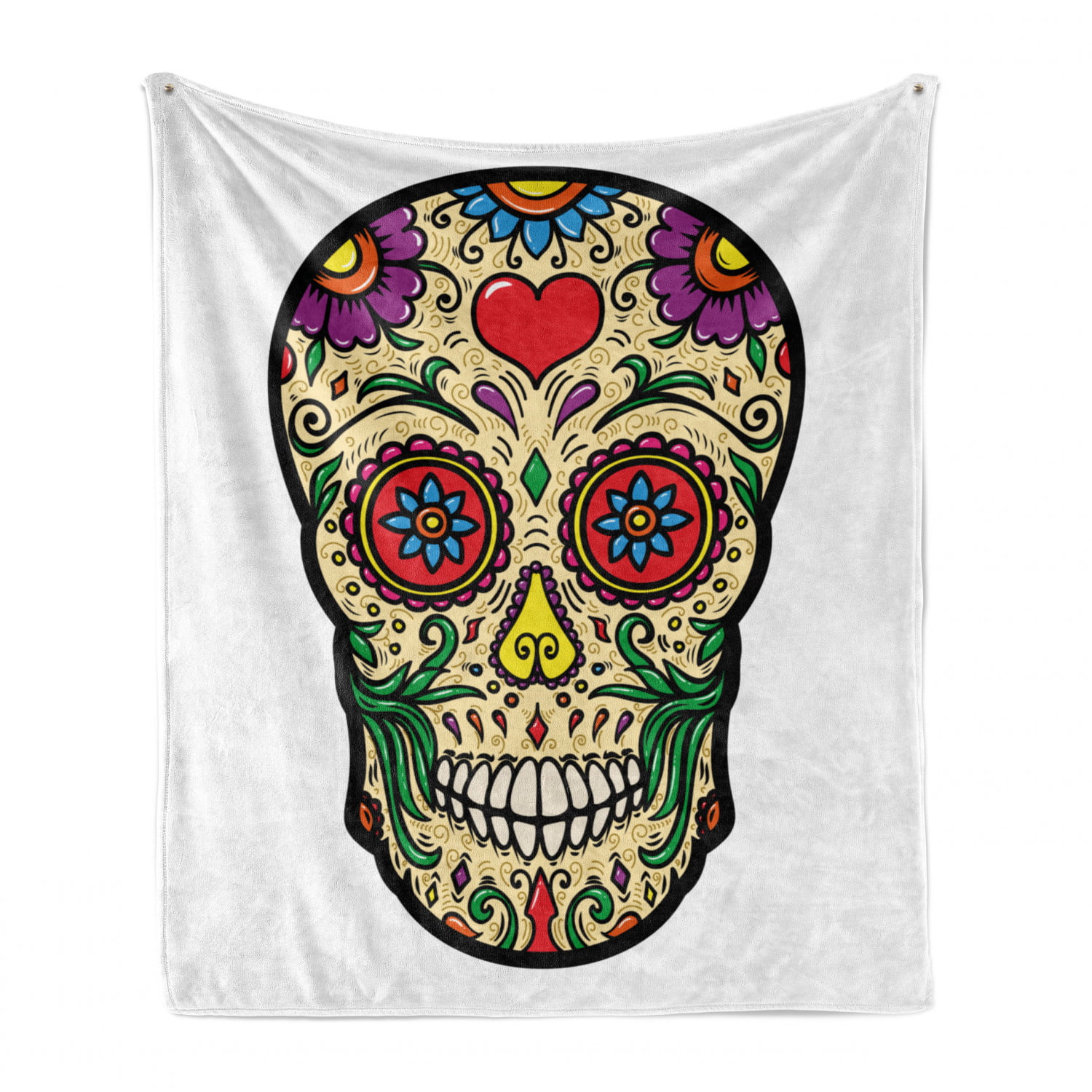 Day of The Dead Themed Half Face and Roses 60 x 80 Petrol Blue Dark Teal Lunarable Sugar Skull Soft Flannel Fleece Throw Blanket Cozy Plush for Indoor and Outdoor Use 