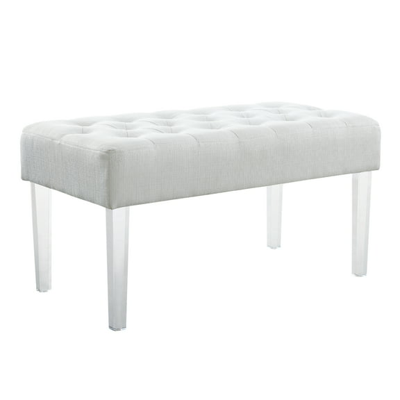Contemporary Home Living Upholstered Bench with Tufted Top - 35" - White