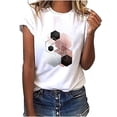 thumbnail image 4 of Puntoco Camiseta suelta de cuello redondo para mujer con estampado gráfico geométrico de moda para mujer Puntoco Puntoco-42, 4 of 9
