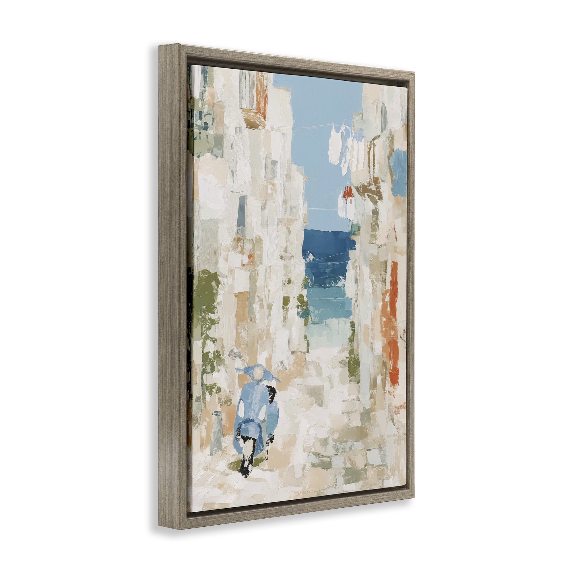 Stupell Industries Narrow Alley with Vespa Brown Framed Floater Canvas Wall Art, design by Chromatic Storm Studio