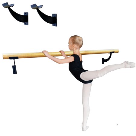 Ballet Barre One Solid Bar Premium 5 FT Long 2.0” Diameter + Open Brackets Wall Mounted Black Set | For Kids and Adults  Home/Studio Ballet Bar Wood Barre  Dance Bar  Stretch Bar  Dancing/Stretching