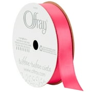 Offray Ribbon, Shocking Pink 5/8 inch Single Face Satin Polyester Ribbon, 18 feet