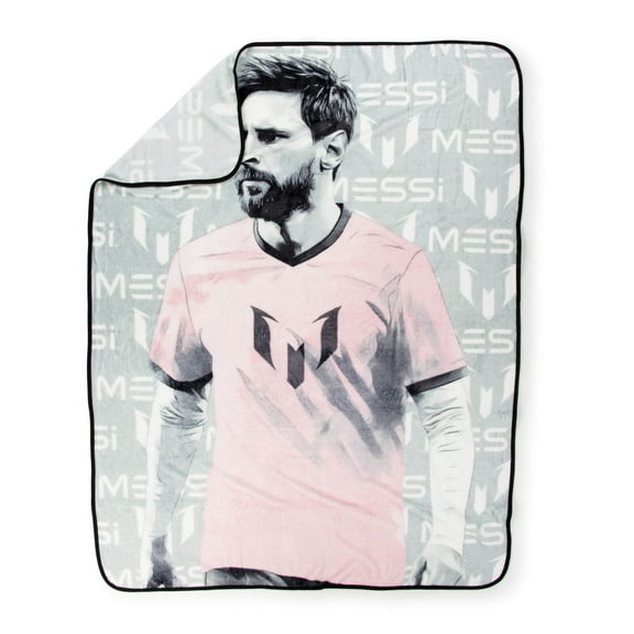 Messi 46" x 60" Silk Touch Throw, Polyester, Gray & Pink, Messi