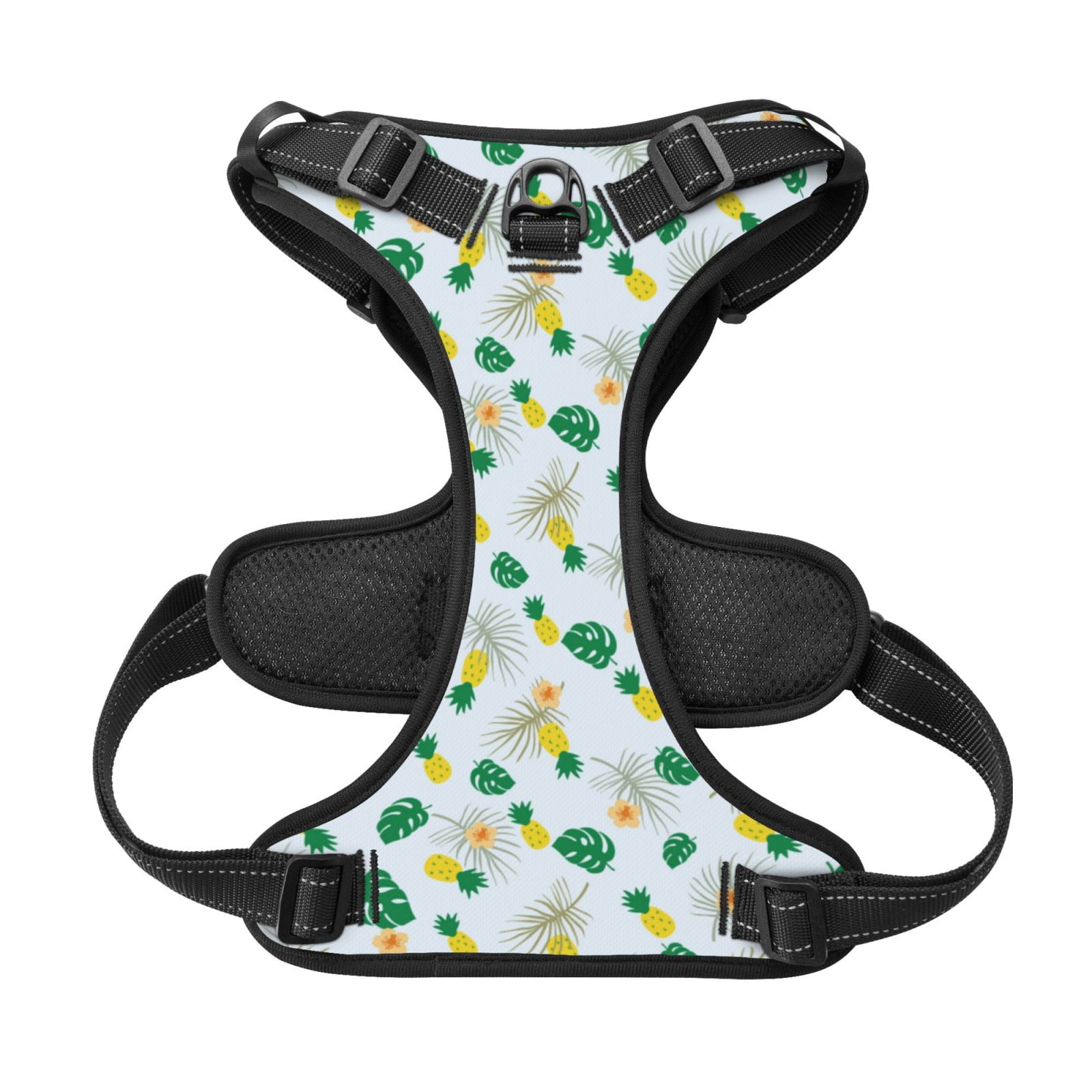 Kdxio Pineapple Print No Pull Dog Harness Adjustable Reflective Oxford Easy Control Medium Large Dog Harness for Training and Everyday-Large