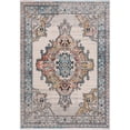 thumbnail image 2 of LaDole Rugs Traditional Persian Bordered Ikat Turquoise Ivory Orange Area Rug 6'7"x9'6", 2 of 5