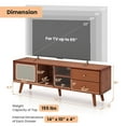 thumbnail image 4 of Costway Bamboo TV Stand Console Table with PE Rattan  Door & 2 Drawers for TV up to 65" Brown, 4 of 11