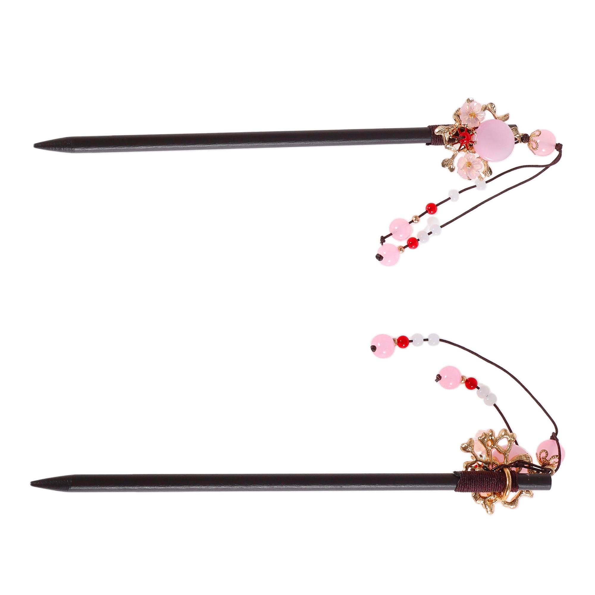 Unique Bargains Hair Chopstick for Women 1Pc Black, Pink, White [Flower Tassel] 2.36"